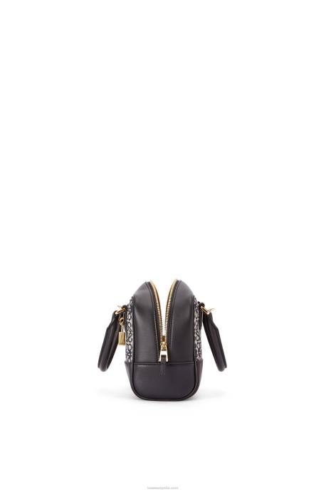 Loewe mujer Bolso amazona 16 square en jacquard anagrama y piel de becerro LP64139 azul marino/negro