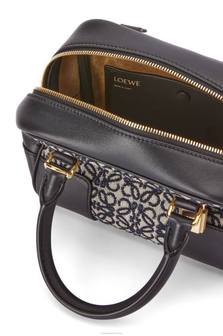 Loewe mujer Bolso amazona 16 square en jacquard anagrama y piel de becerro LP64139 azul marino/negro