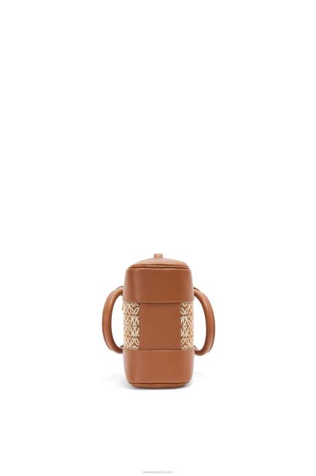 Loewe mujer Bolso amazona 16 square en jacquard anagrama y piel de becerro LP64163 bronceado/pacana