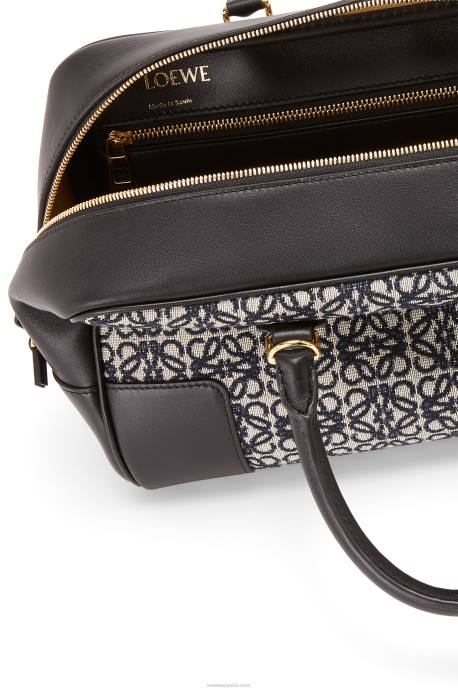 Loewe mujer Bolso amazona 28 de jacquard anagrama y piel de becerro LP64168 azul marino/negro