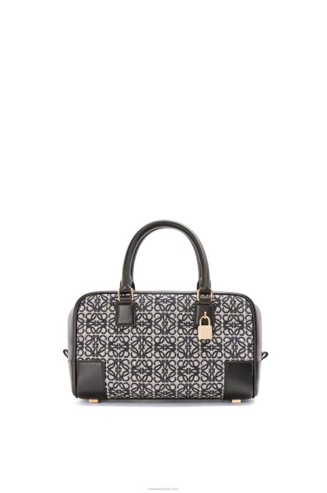Loewe mujer amazona 23 en anagrama jacquard y piel de becerro LP64150 azul marino/negro