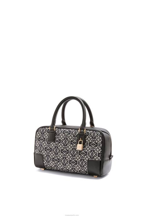 Loewe mujer amazona 23 en anagrama jacquard y piel de becerro LP64150 azul marino/negro
