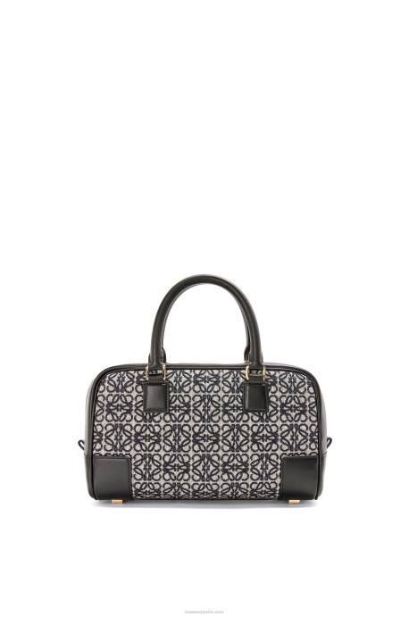 Loewe mujer amazona 23 en anagrama jacquard y piel de becerro LP64150 azul marino/negro