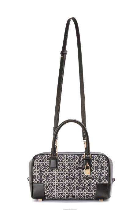 Loewe mujer amazona 23 en anagrama jacquard y piel de becerro LP64150 azul marino/negro