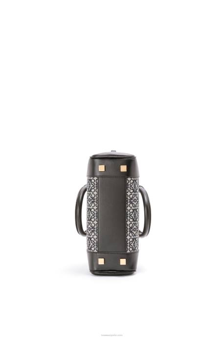 Loewe mujer amazona 23 en anagrama jacquard y piel de becerro LP64150 azul marino/negro