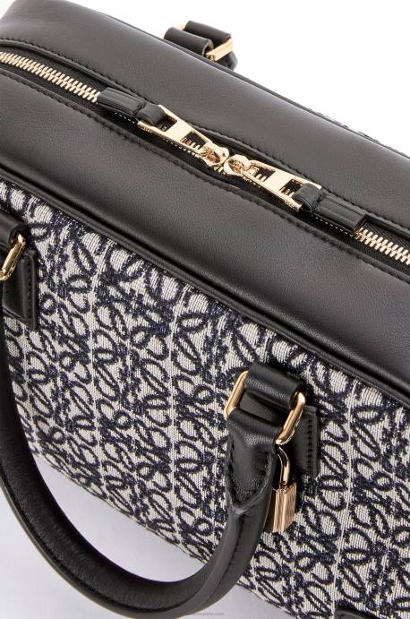 Loewe mujer amazona 23 en anagrama jacquard y piel de becerro LP64150 azul marino/negro