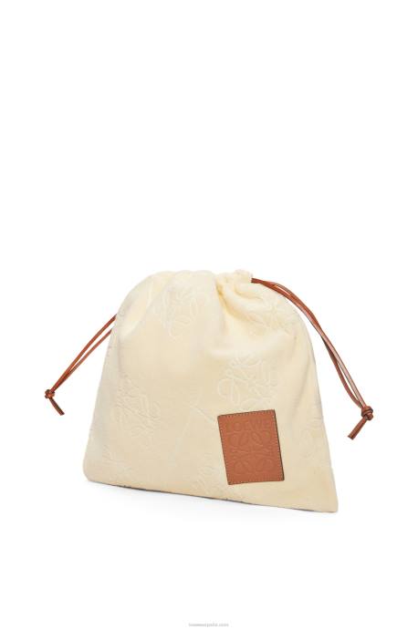 Loewe mujer bolsito con cordón en toalla de algodón LP64583 crudo