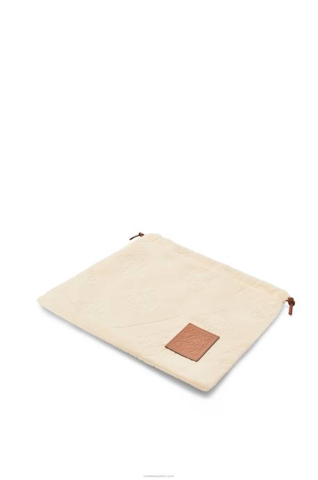 Loewe mujer bolsito con cordón en toalla de algodón LP64583 crudo