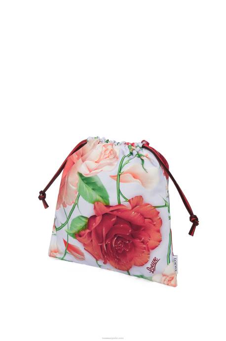 Loewe mujer bolsito de lona con cordón y rosas LP64587 lila azul