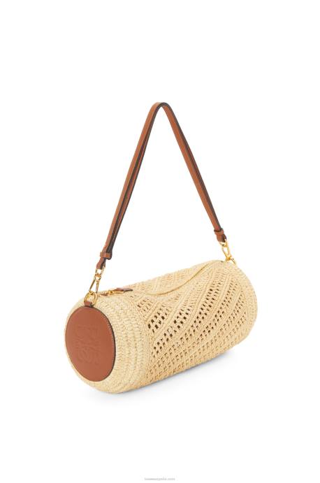 Loewe mujer bolsito para pulsera de rafia y piel de becerro LP64378 Bronceado natural