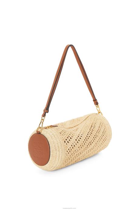 Loewe mujer bolsito para pulsera de rafia y piel de becerro LP64378 Bronceado natural
