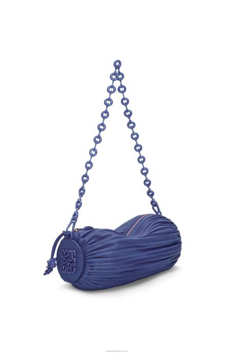Loewe mujer bolsito pulsera en napa plisada LP64601 glaseado de color morado oscuro