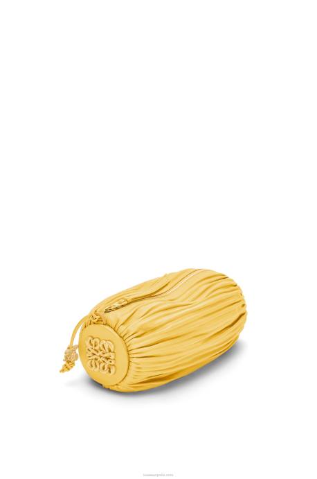 Loewe mujer bolsito pulsera en napa plisada LP64602 glaseado amarillo pálido