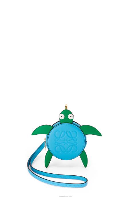 Loewe mujer bolsito tortuga para galletas en piel de becerro clásica LP64617 azul verde