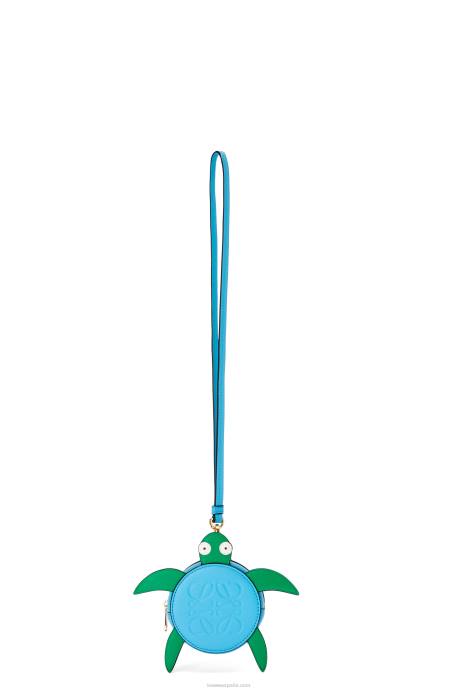 Loewe mujer bolsito tortuga para galletas en piel de becerro clásica LP64617 azul verde