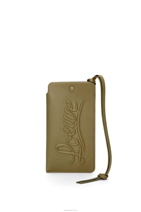 Loewe mujer bolso de mano con asa en piel de becerro clásica LP64595 aceituna