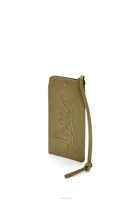 Loewe mujer bolso de mano con asa en piel de becerro clásica LP64595 aceituna