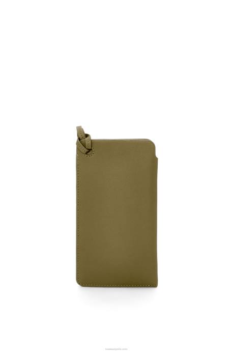 Loewe mujer bolso de mano con asa en piel de becerro clásica LP64595 aceituna