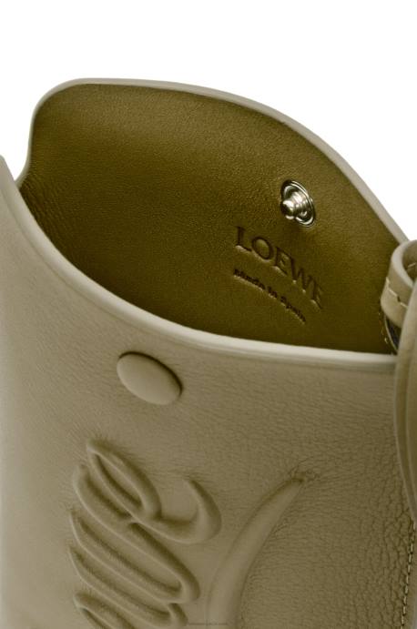 Loewe mujer bolso de mano con asa en piel de becerro clásica LP64595 aceituna