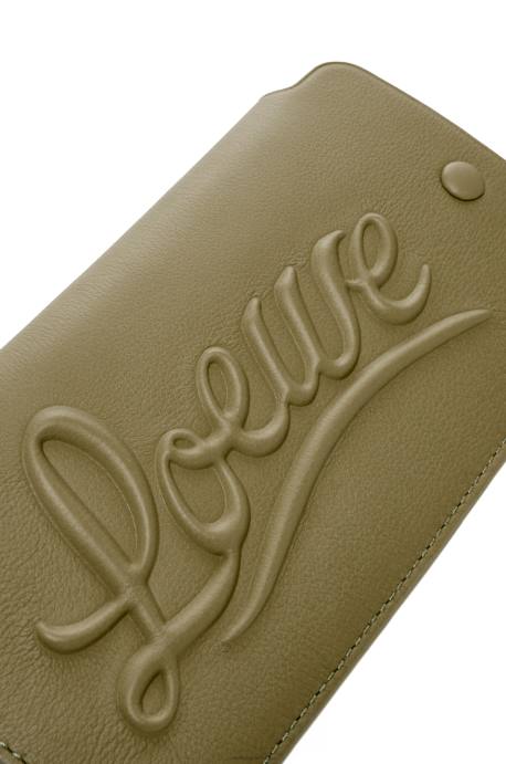 Loewe mujer bolso de mano con asa en piel de becerro clásica LP64595 aceituna