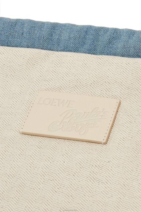 Loewe mujer bolso de mano con cordón y pez en denim LP64588 azul claro