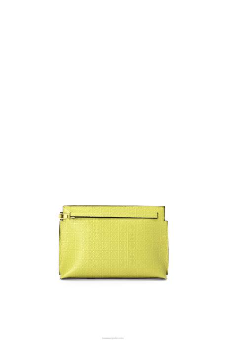 Loewe mujer bolso de mano mini con estampado de camiseta de piel de becerro de seda repujada LP64556 amarillo lima