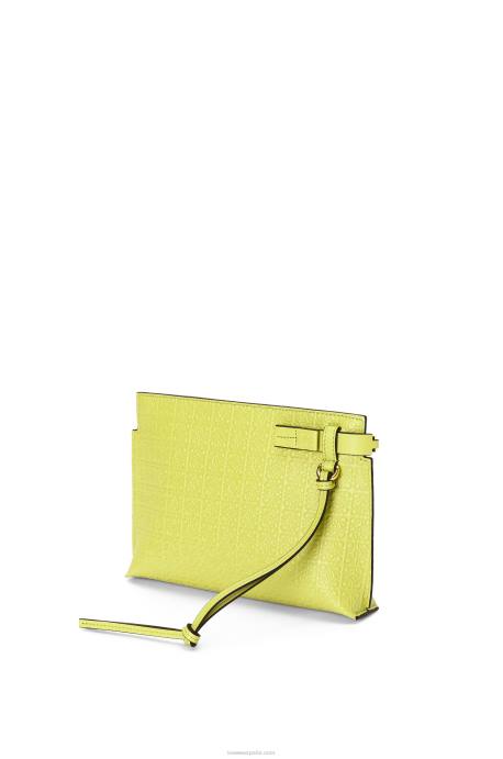 Loewe mujer bolso de mano mini con estampado de camiseta de piel de becerro de seda repujada LP64556 amarillo lima