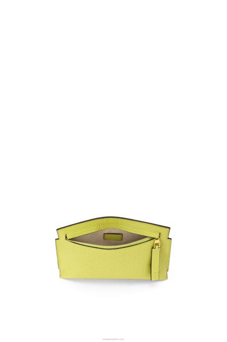 Loewe mujer bolso de mano mini con estampado de camiseta de piel de becerro de seda repujada LP64556 amarillo lima