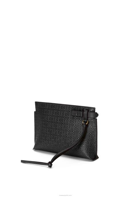Loewe mujer bolso de mano mini con estampado de camiseta de piel de becerro de seda repujada LP64610 negro