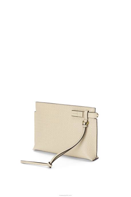 Loewe mujer bolso de mano mini con estampado de camiseta de piel de becerro de seda repujada LP64611 avena ligera