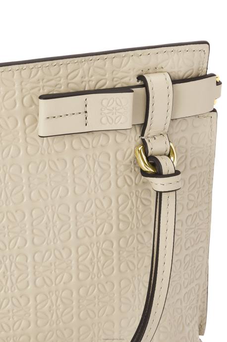 Loewe mujer bolso de mano mini con estampado de camiseta de piel de becerro de seda repujada LP64611 avena ligera