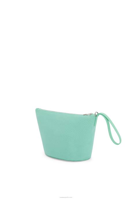 Loewe mujer neceser de lona y piel de becerro LP64592 menta fresca