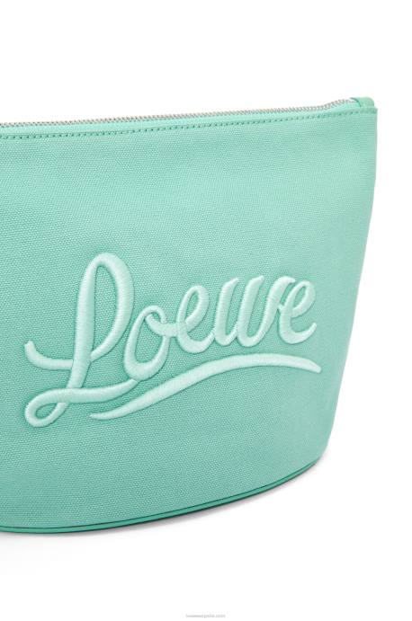 Loewe mujer neceser de lona y piel de becerro LP64592 menta fresca