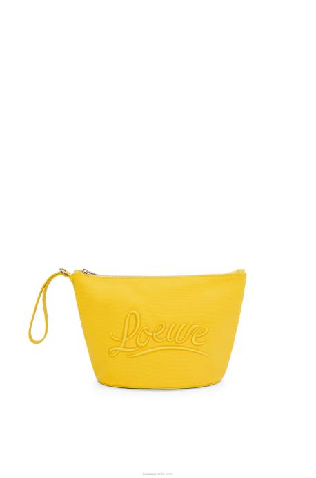 Loewe mujer neceser de lona y piel de becerro LP64593 amarillo