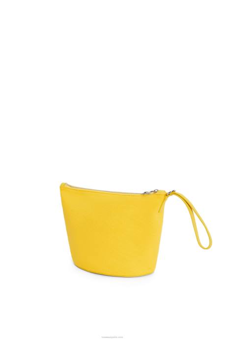 Loewe mujer neceser de lona y piel de becerro LP64593 amarillo