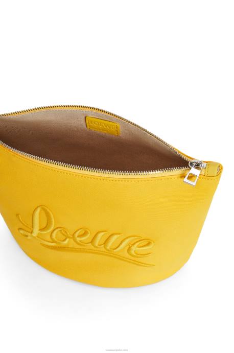 Loewe mujer neceser de lona y piel de becerro LP64593 amarillo