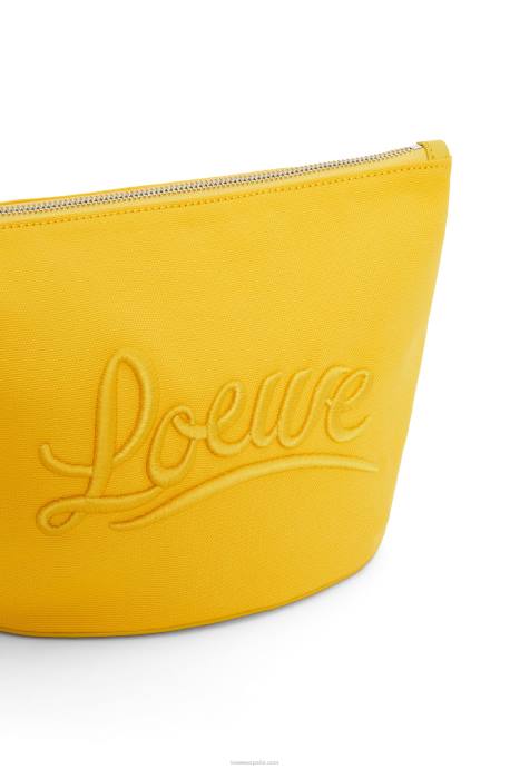 Loewe mujer neceser de lona y piel de becerro LP64593 amarillo