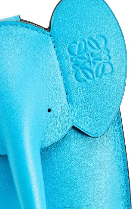 Loewe mujer bolsillo de elefante en piel de becerro clásica LP64603 cian