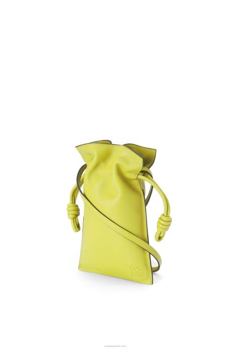 Loewe mujer bolsillo flamenco de piel de becerro napa LP64294 amarillo lima
