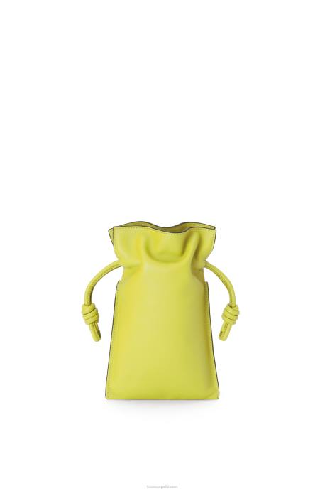 Loewe mujer bolsillo flamenco de piel de becerro napa LP64294 amarillo lima