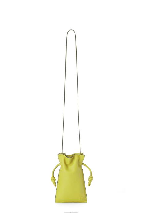 Loewe mujer bolsillo flamenco de piel de becerro napa LP64294 amarillo lima