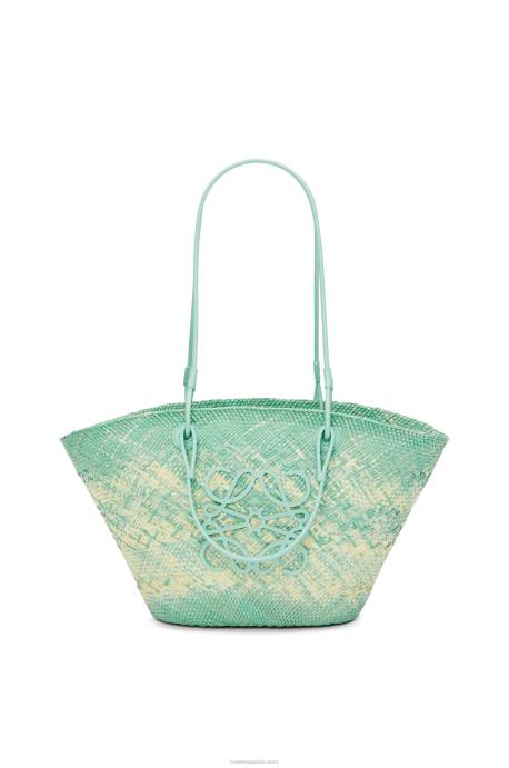 Loewe mujer Bolso basket anagram en palma de iraca y piel de becerro LP6455 menta fresca