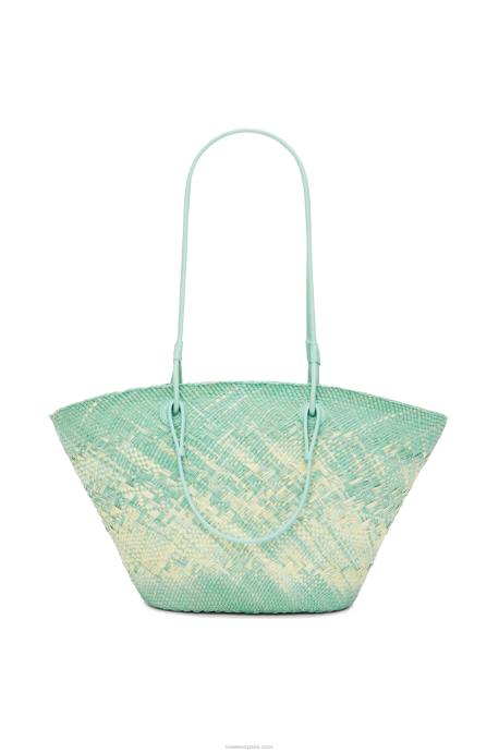 Loewe mujer Bolso basket anagram en palma de iraca y piel de becerro LP6455 menta fresca