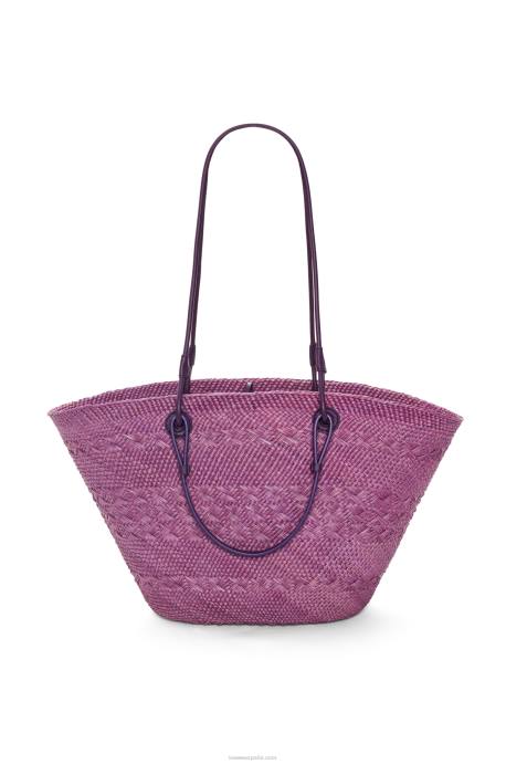 Loewe mujer Bolso basket anagram en palma de iraca y piel de becerro LP6483 púrpura