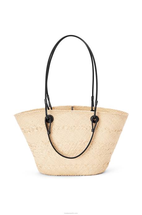 Loewe mujer Bolso basket anagram en palma de iraca y piel de becerro LP6486 natural/negro