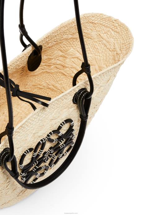 Loewe mujer Bolso basket anagram en palma de iraca y piel de becerro LP6486 natural/negro