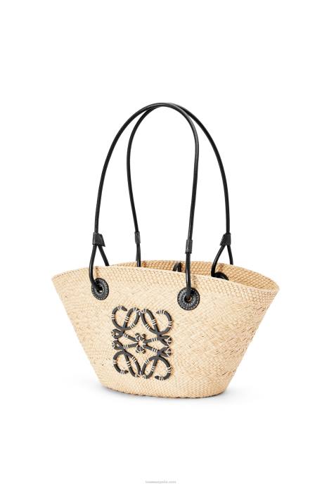 Loewe mujer Bolso basket pequeño anagram de palma de iraca y piel de becerro LP6485 natural/negro