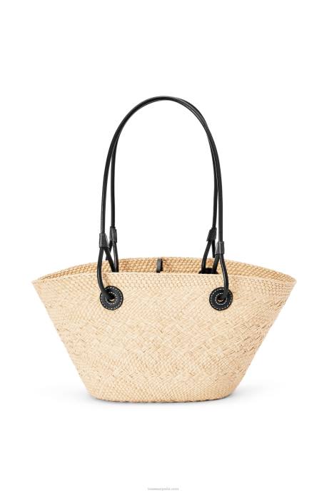Loewe mujer Bolso basket pequeño anagram de palma de iraca y piel de becerro LP6485 natural/negro