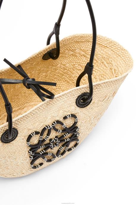 Loewe mujer Bolso basket pequeño anagram de palma de iraca y piel de becerro LP6485 natural/negro