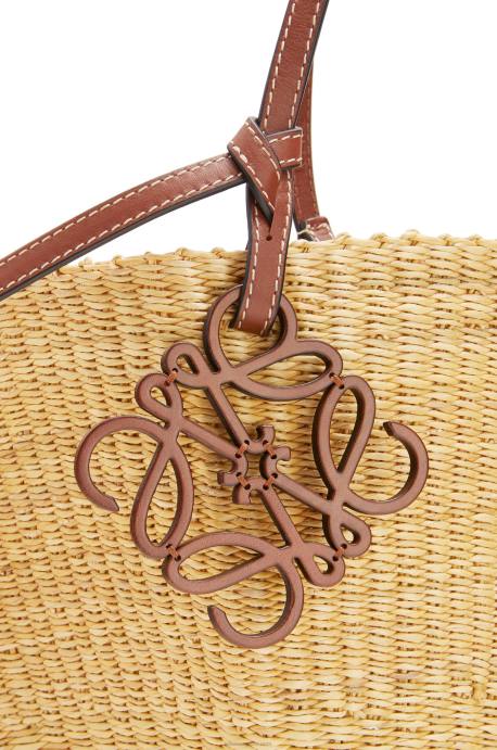 Loewe mujer Bolso cesta concha de hierba elefante y piel de becerro LP6463 natural/pacana